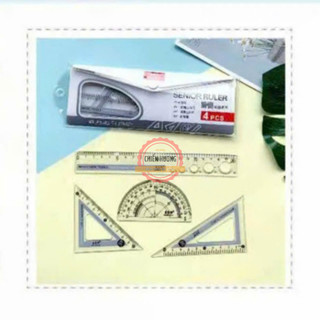 Bộ  Eke Thước Kẻ 4 Món Đựng Túi Zip