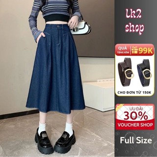 Chân váy jean 💖Có quà tặng💖 Chân váy dáng dài chữ A cạp cao dáng xoè, chân váy jeans bồng bềnh siêu hót - CV05