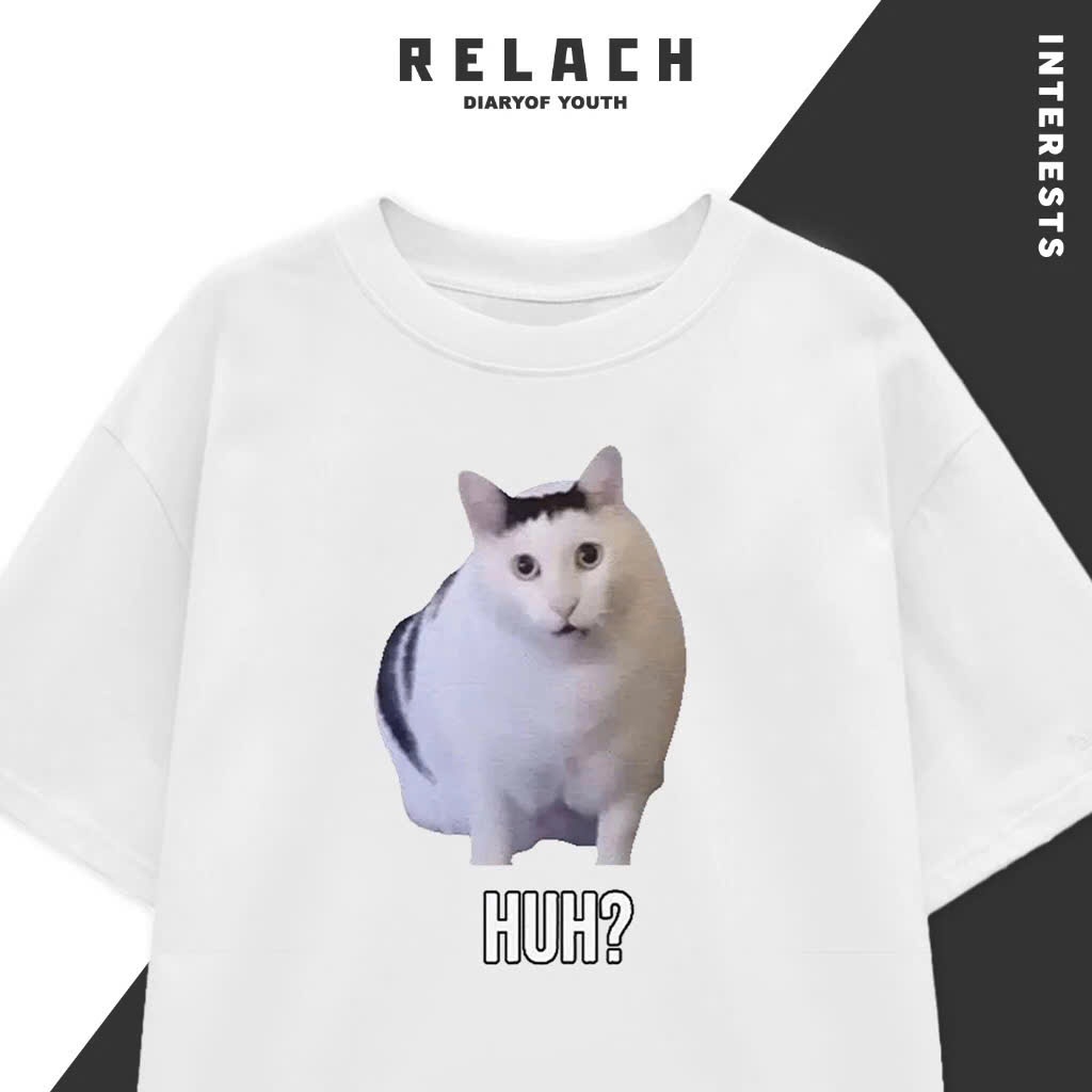 Áo thun MÈO HUH KUTE unisex nam nữ form rộng,thun cotton su co giãn tốt, thấm hút mồ hôi hiệu quả, áo đôi; nhóm