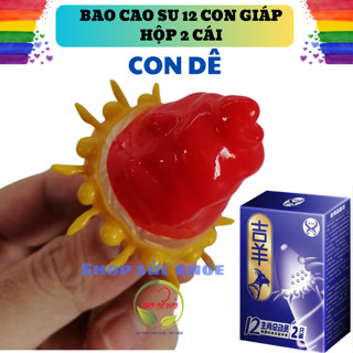 Bao cao su 12 con giáp hộp 2 cái cao cấp, hình đầu thú phong thủy, gai bi nổi lớn độc lạ, nghộ nghĩnh, tuyển sỉ
