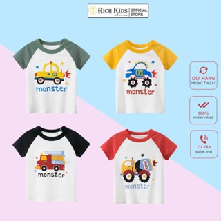 Áo Thun Ngắn Tay Richkids Dành Cho Trẻ Từ 10 Kg Đến Size Đại Vải 100% Cotton Co Giãn Thoáng Mát