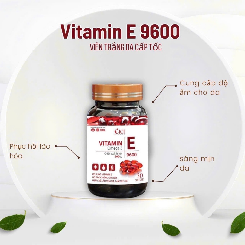 Viên uống Vitamin E đỏ 9600 Omega 3 Giúp trắng da cấp tốc, tăng cường miễn dịch, làm đẹp da, trẻ hóa hiệu quả - vnmask