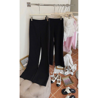 Quần tây suông culottes ống rộng đứng đen khoá kéo hông