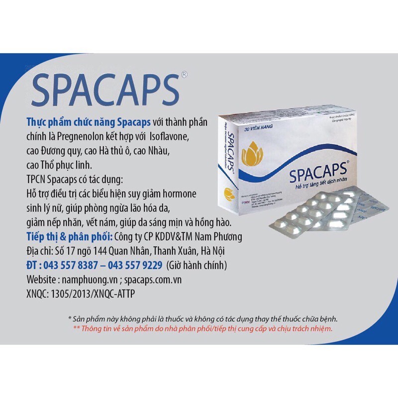 SPACAPS (Dùng cho phụ nữ suy giảm chức năng sinh lý: suy giảm ham muốn, khô âm đạo)