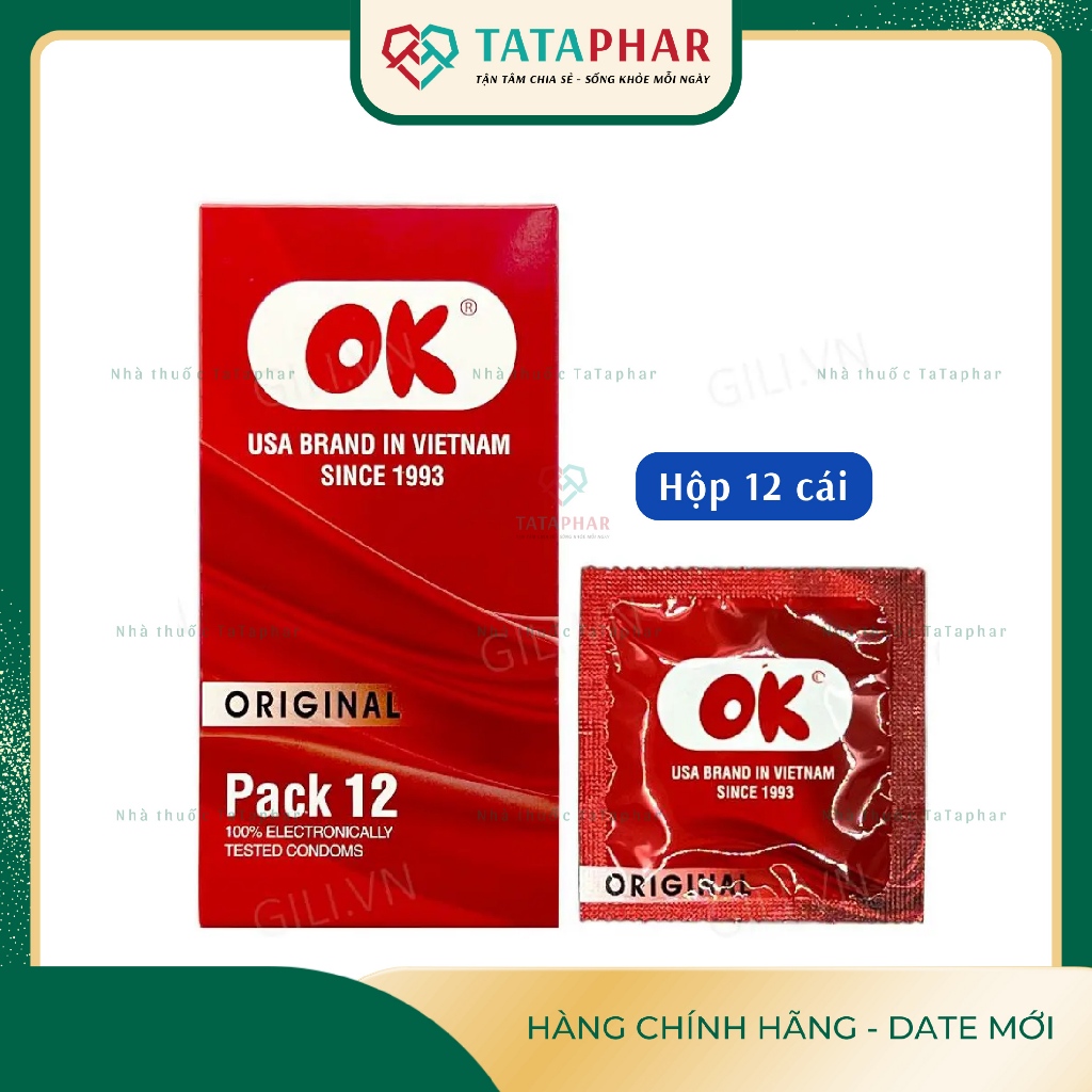 Bao cao su chất lượng cao OK Original - Hộp 3 chiếc, 12 chiếc - Chính Hãng