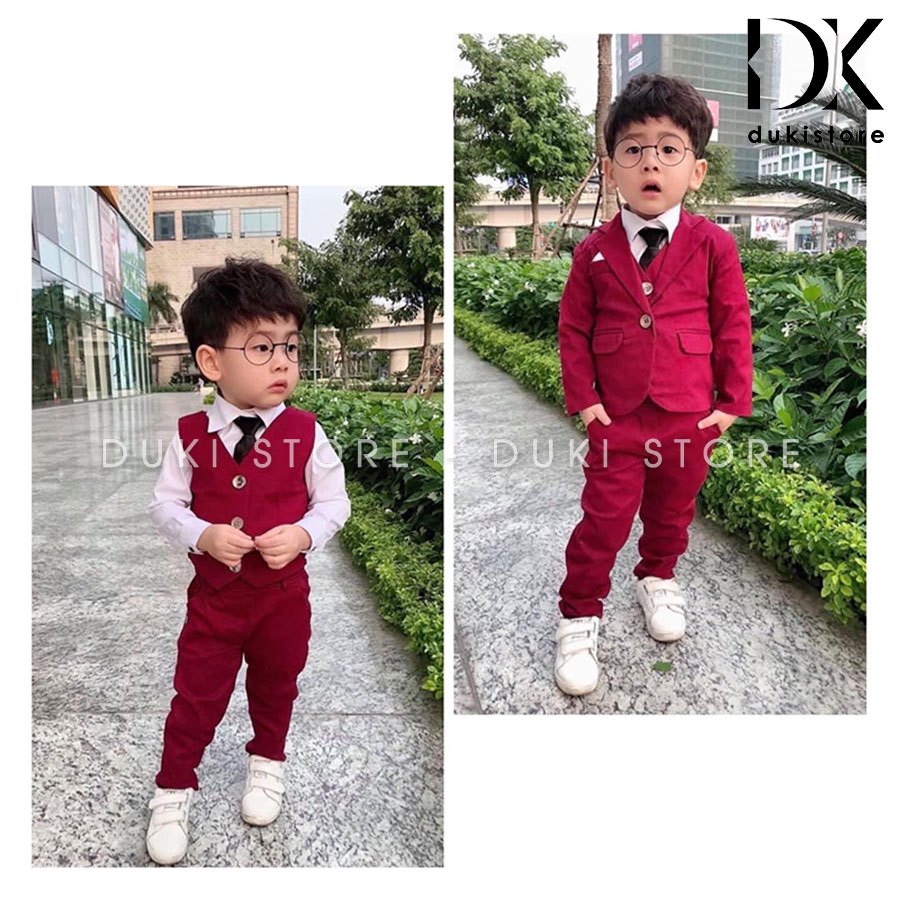 Bộ vest cho bé trai màu đỏ DKT0010 - DUKI STORE
