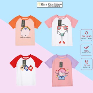 RICHKIDS -  (Cotton SG Chính Phẩm) Áo Thun Phối Tay Bé Gái Siêu Dễ Thương Từ 10 - 46KG