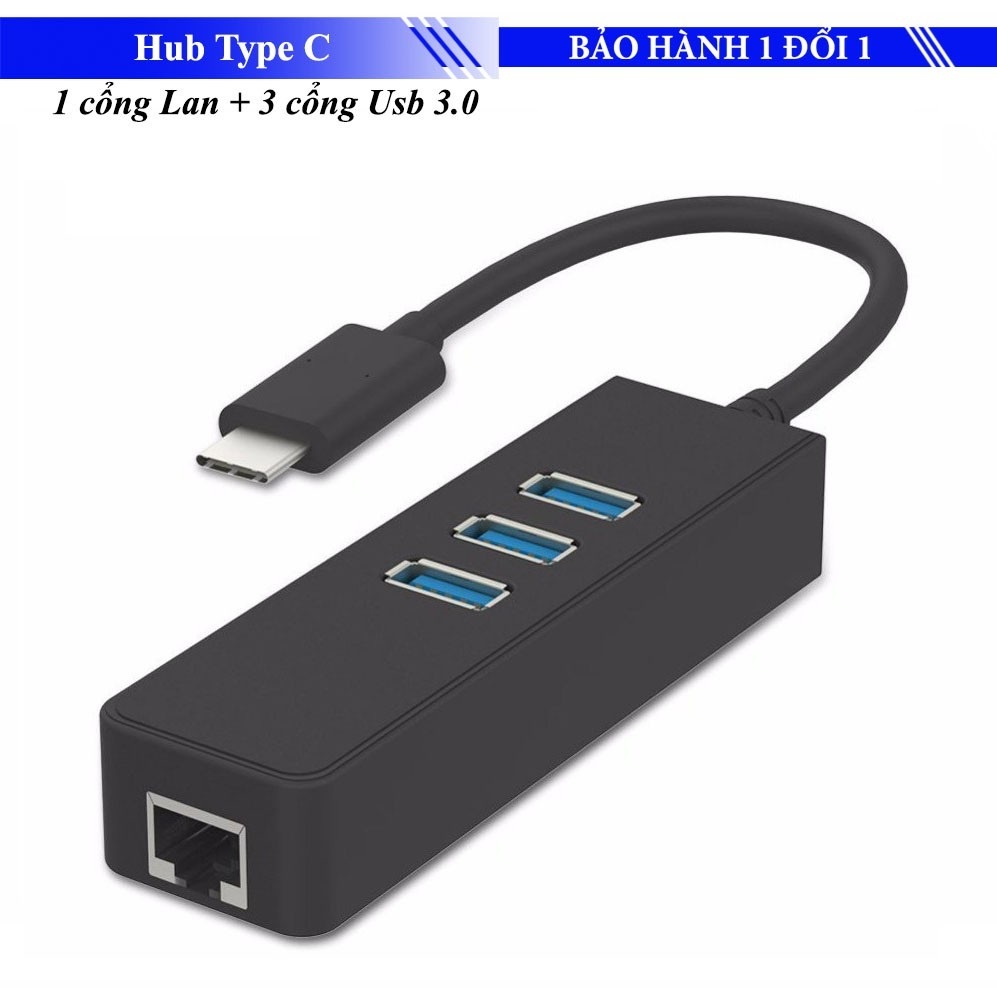 Hub Type C có 1 cổng LAN + 3 cổng USB 3.0