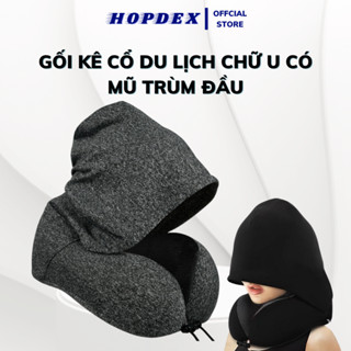 Gối kê Cổ Chữ U Có Mũ HOPDEX Thiết Kế Công Thái Học Chống Đau Mỏi Vai Gáy, Dành Cho Dân Văn Phòng Và Du Lịch