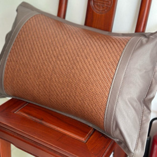 Gối mây điều hoà viền da nhập khẩu, vỏ gối mây kích thước 50x70cm viền da cao cấp