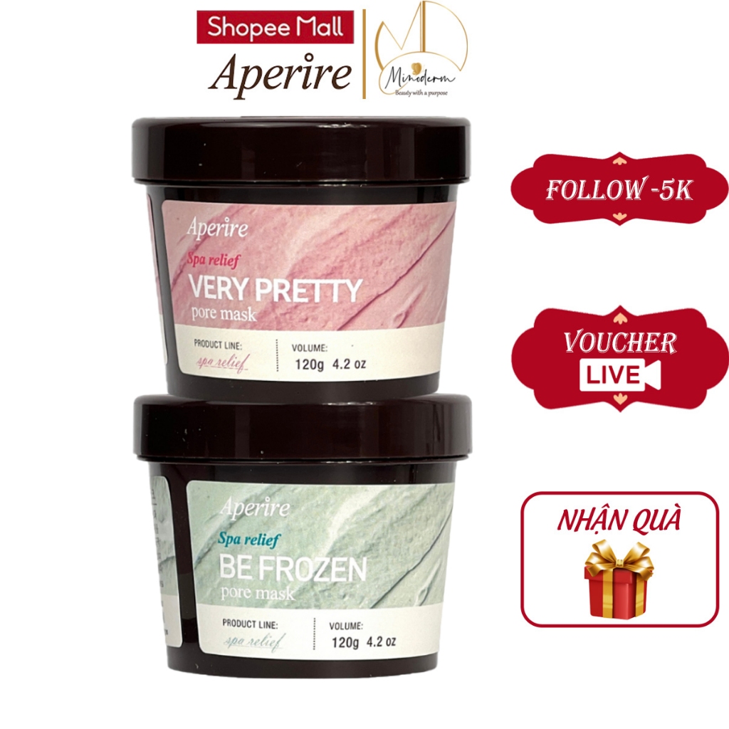 Mặt Nạ Đất Sét Aperire Spa Relief Pore Mask, Mặt Nạ Đất Sét Làm Sạch Sâu Dầu Nhờn, Mặt Nạ Thu Nhỏ Lỗ Chân Lông 120g