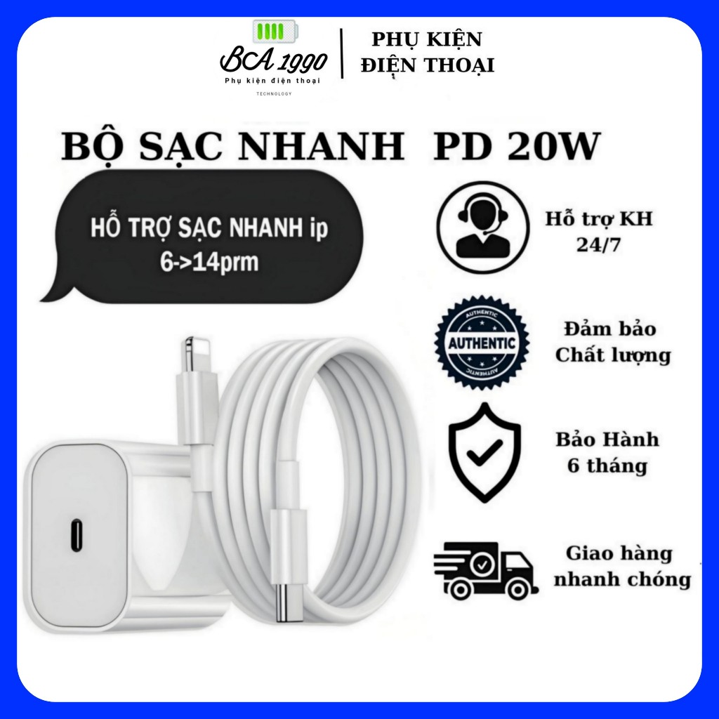 Sạc nhanh PD 20W Không Nóng Máy ,An Toàn Ổn Định dùng cho ip 6->14
