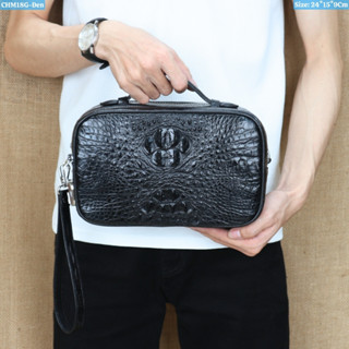 Túi Clutch Golf Da Gai Cá Sấu (Khóa Số) ll Có Dây Đeo Chéo Và Sỏ Tay || Size 24*15*9cm ll Mã CHM18G