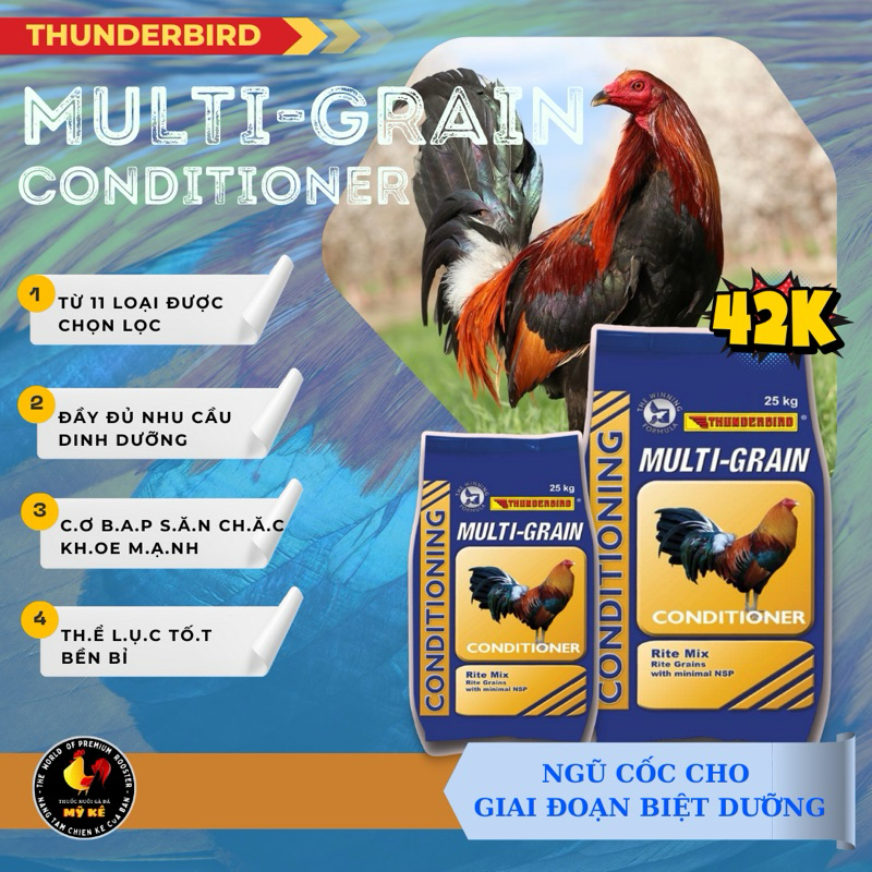 Ngũ cốc cho gà đá Thunderbird Multi-Grain Conditioner - túi 1kg