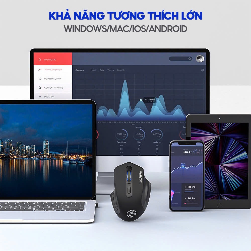 Chuột gaming không dây sạc pin HXSJ G1800 cho game thủ chuyên nghiệp kết nối Wireless 2.4G | BigBuy360 - bigbuy360.vn