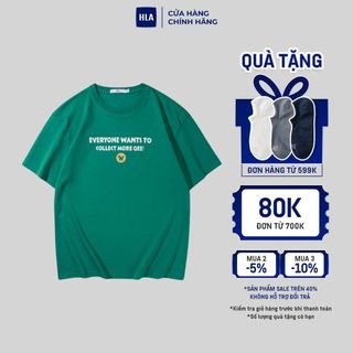 HLA x Qee - Áo thun nam phối chữ thiết kế minimalist Freshing green short sleeves icy cotton T-shirt