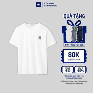 HLAxQee - Áo thun nam ngắn tay cotton lạnh mềm mại mát mẻ thêu gấu Qee logo icy cotton short-sleeved T-shirt