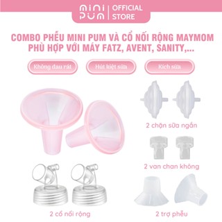 Combo Phễu Minipum và phụ kiện gồm 2 cổ nối, 2 chặn sữa ngắn và 2 van silicon đi kèm dành cho máy Avent, Fatz, Nevi