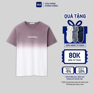 HLA - Áo thun nam ngắn tay phối màu loang trendy Purple gradient icy cotton short-sleeved T-shirt
