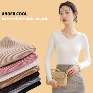  Áo Len tăm cổ tim UNDERCOOL Cổ Tim Len Tăm Co Giãn Nhiều Màu Đen Trắng Be đậm Be nhạt Hồng Xám Nâu caffe ADT04 