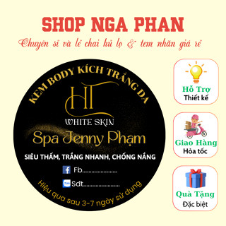 KT 8cm: Combo 100 Tem giấy ảnh, Tem nhựa sữa, Tem trong Kem Body, Cốt, Trộn - KT: 8cm.