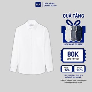 HLA - Áo sơ mi nam dài tay công sở mềm mại trơn nhẵn thoải mái Comfortable formal long sleeves white shirt