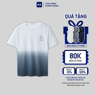 HLA - Áo thun nam ngắn tay phối màu họa tiết thỏ 100% cotton Gradient color icy cotton short-sleeved T-shirt