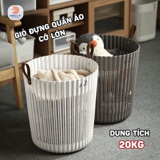 Giỏ đựng quần áo bẩn, Giỏ nhựa đựng đồ, có quai xách nhựa PP cứng cáp thiết kế trẻ trung hiện đại Dolly House