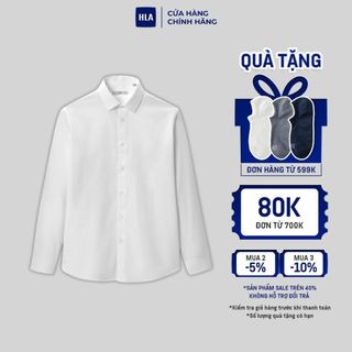 HLA - Áo sơ mi nam dài tay công sở trắng mềm mịn thoải mái Elastic Core-spun Yarn Comfortable Formal Shirt