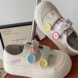 Giày lười nữ quai dán hoạt hình ngộ nghĩ kèm sticker