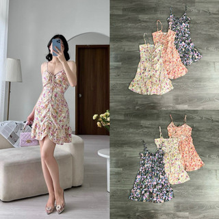 HIPU.VNXK - Đầm hoa nhí Blashee hai dây rút ngực hở phía sau lưng.