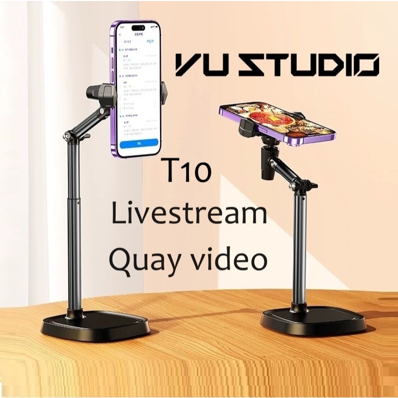 Giá đỡ điện thoại livestream quay video review sản phẩm xem phim quay 360 độ Vu Studio T10, T8