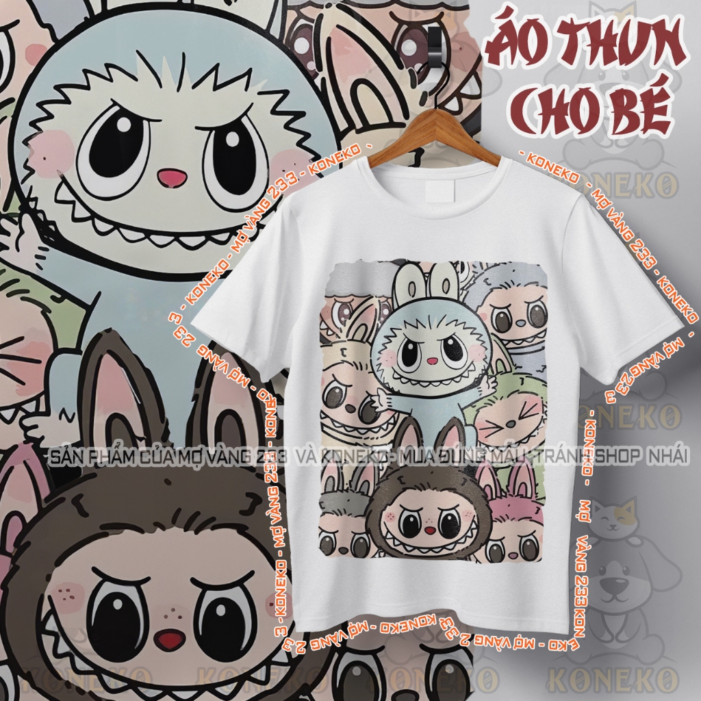 [V4 200 Mẫu] Áo Thun In Hình LABUBU Cho Bé, Quái Vật Thỏ, Áo Búp Bê Lisa, Quái vật Macarons