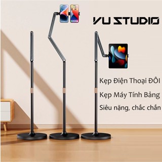 Giá đỡ kẹp điện thoại đôi, iPad thân cao để livestream quay video review sản phẩm xem phim quay 360 độ - P86 Vu Studio