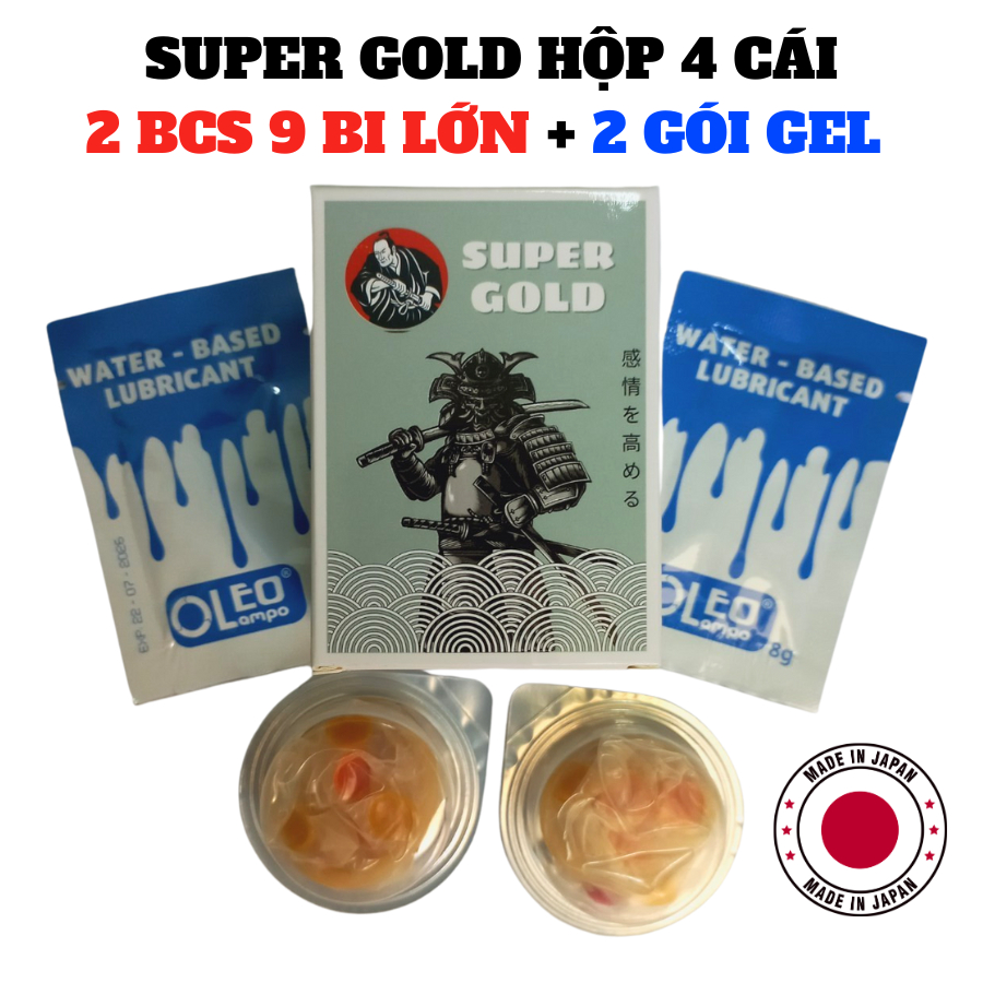 Bao cao su bi, uy tín của NHẬT với 9 bi lớn nhiều bôi trơn SUPER GOLD 4 S tăng kích thước dương vật, chống xuất tinh sớm