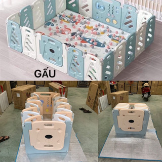 Quây nhựa cho bé hình gấu gấp gọn không cần tháo rời khi không sử dụng hay dọn dẹp