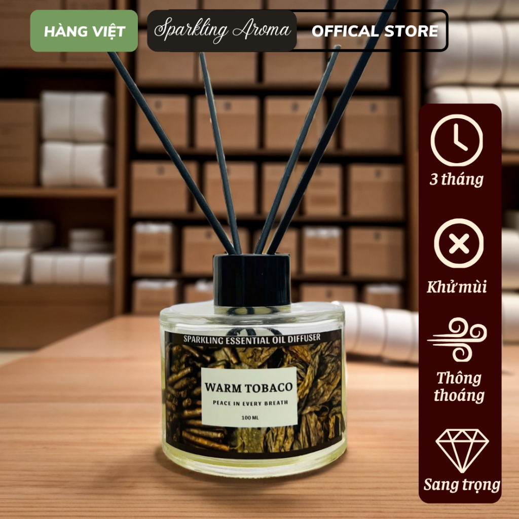 [ Tặng 5 Que ] Hộp Quà Tinh Dầu Thơm Phòng Khuếch Tán Cắm Que Cao Cấp Sparkling Aroma Mùi Hương Thiên Nhiên Thư Giãn