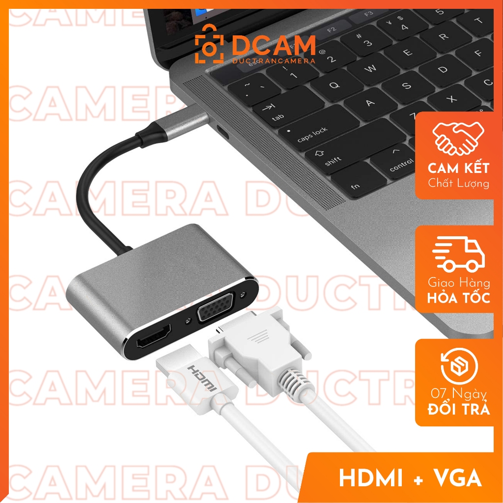 Hub Type-C to HDMI, VGA độ phân giải 4K