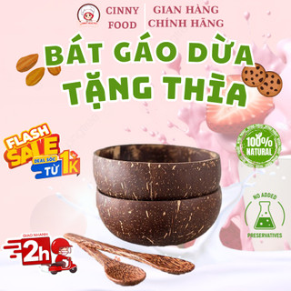 COMBO Chén/Bát Gáo dừa kèm Muỗng gỗ dừa siêu tiện lợi