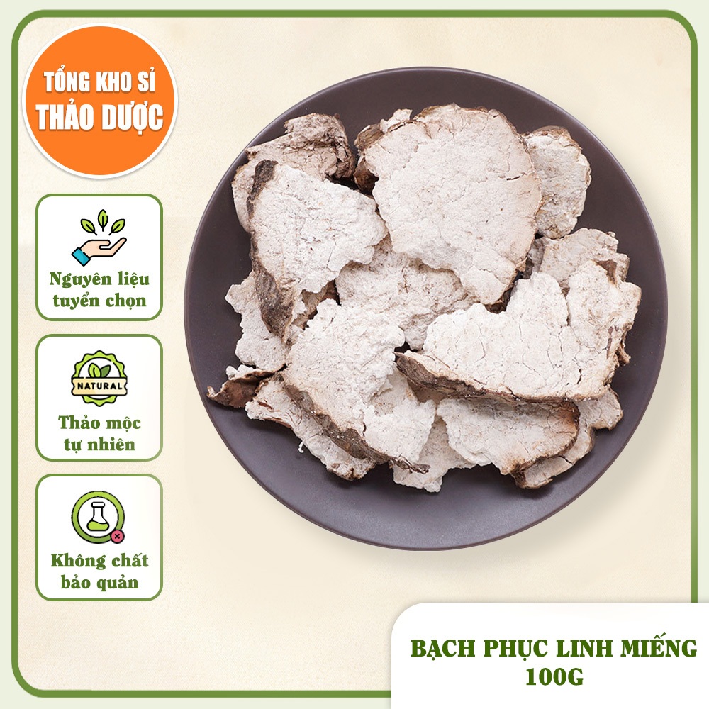 Bạch linh 100g, bạch phục linh khô, trắng, đẹp, không lẫn tạp chất - Tổng Kho Sỉ Thảo Dược