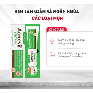 Kem Giảm Mụn Mủ, Mụn Bọc, Mụn Trứng Cá Acnevir Santafa Thành Phần Thiên Nhiên Tuýp 10g