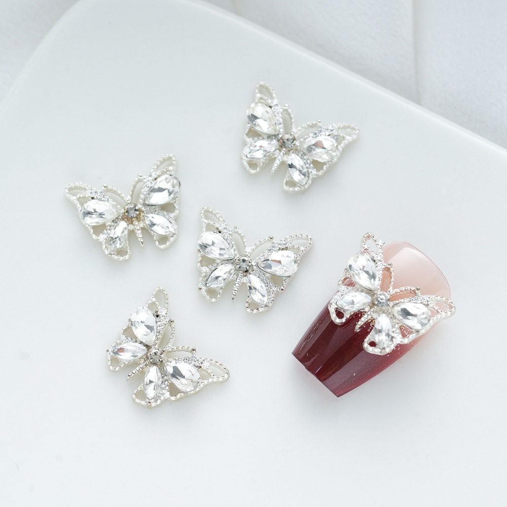 SET4V B52 charm buom trang trí nail màu bạc