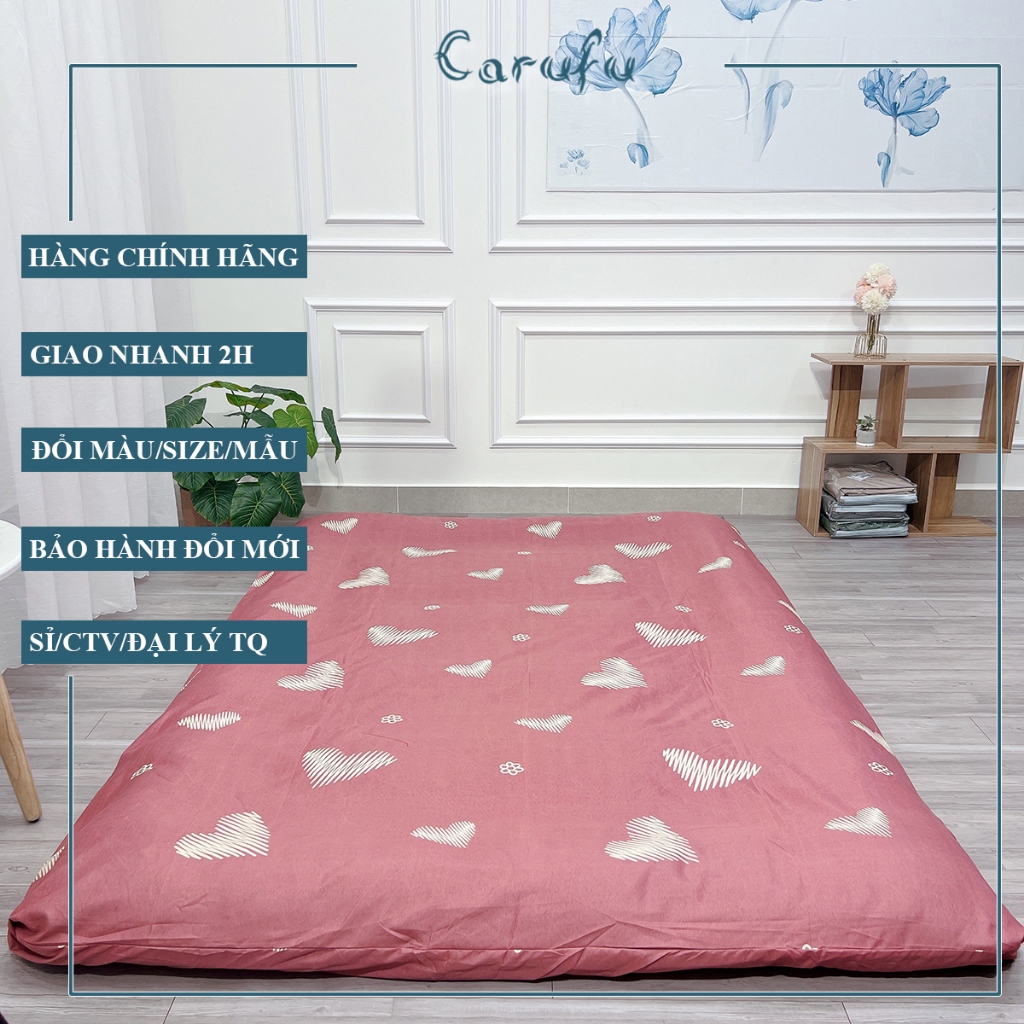 Vỏ  bọc Nệm Gấp 3 loại  2 mặt có kháo kéo 1m 1m2 1m4 1m6 1m8 2m | Carufu