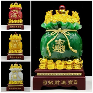 Túi tiền kim bảo vật phẩm phong thuỷ tài lộc cao cấp kèm đế gỗ - Túi tiền kim phong thủy