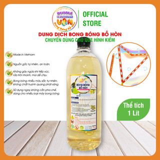 (CHUYÊN DỤNG): Chai 1 Lít Dung Dịch Thổi Bong Bóng Xà Phòng Từ Quả Bồ Hòn Cho Que Hình Cây Dài