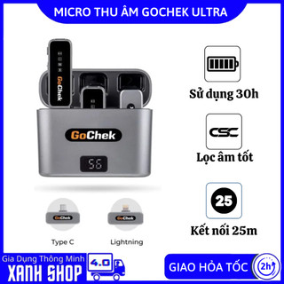 Micro thu âm không dây GoChek kèm Dock sạc lọc tạp âm khi live quay video ghi âm cho điện thoại máy tính GC-C D ULTRA 
