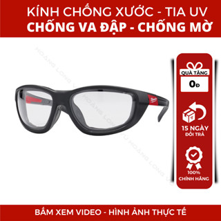  Kính bảo hộ 48-73-2041 trong suốt Milwaukee chống tia Uv xước mờ có đệm cao su có thể tháo rời 