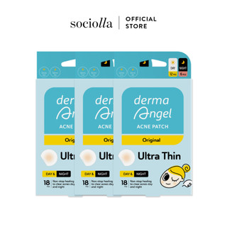 Combo 3 Miếng Dán Mụn Hút Mụn Mủ, Gom Cồi Dùng Ngày & Đêm Derma Angel Mix 18 pcs