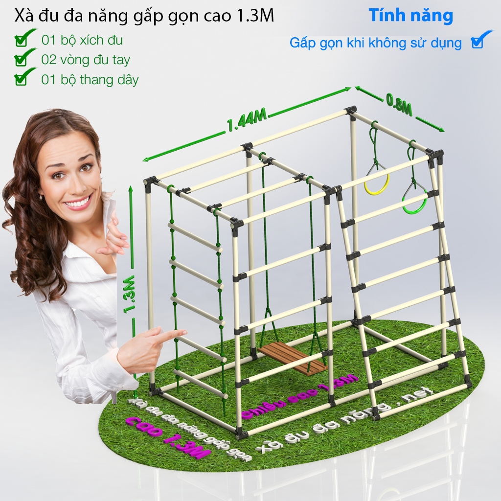 Xà đu đa năng gấp gọn, bộ vận động đa chắc năng tiết kiệm không gian gấp gọn nhanh chóng Dinktech