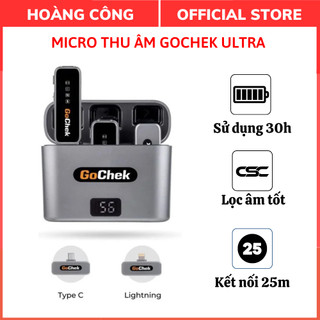  Micro thu âm không dây GoChek kèm Dock sạc lọc tạp âm khi live quay video ghi âm cho điện thoại máy tính GC-C D ULTRA 